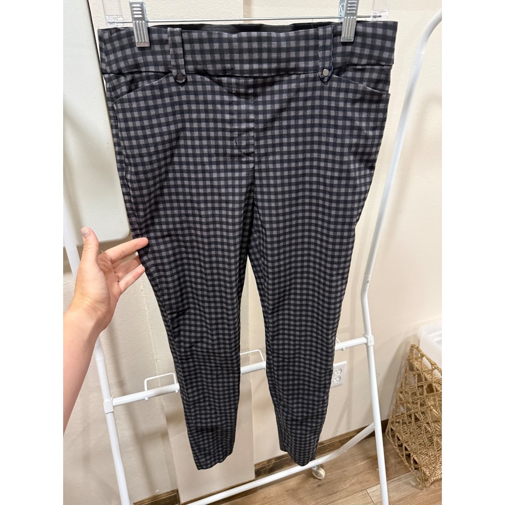 Womens Dark Academia Grunge Checkered Skinny Pants Black Gray Size Medium